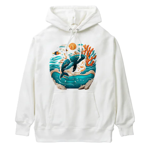 ダイナミックに飛ぶクジラちゃん Heavyweight Hoodie