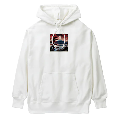 月と赤富士prt1 Heavyweight Hoodie