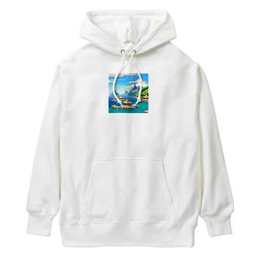 ドット　ボラボラ島のオーバーウォーターバンガロー Heavyweight Hoodie