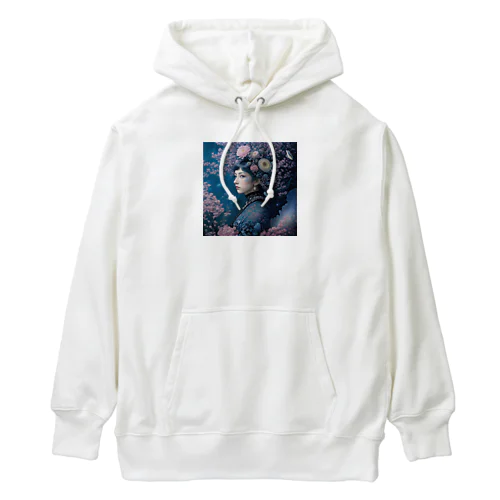 「夜桜の幻想：桜の精霊」 - "Night Sakura Fantasia: Spirit of the Cherry Blossom" Heavyweight Hoodie