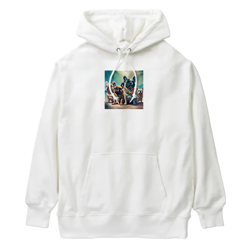 ハワイアンで佇むフレンチブルドッグ達 Heavyweight Hoodie