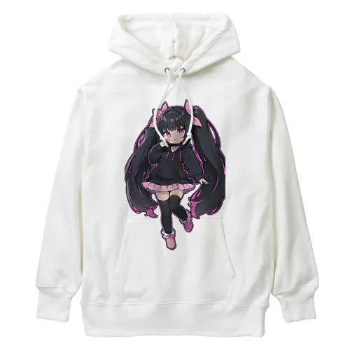 かわいい黒髪ツインテール美少女 Heavyweight Hoodie