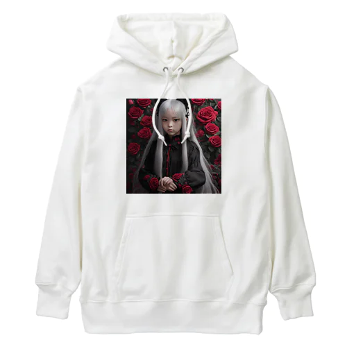 「猛炎に舞う紅の猫耳守護者」 Heavyweight Hoodie