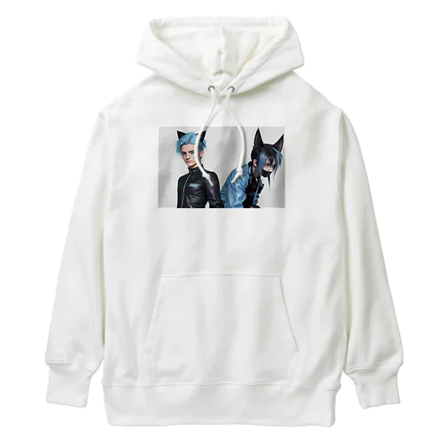 悪魔の融合: 暗黒の力と猫の支援 Heavyweight Hoodie