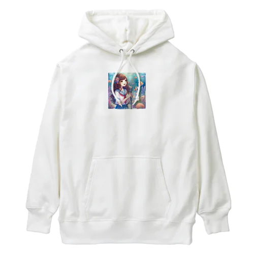 水族館で歌う女性 Heavyweight Hoodie