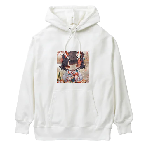 新春の可愛い女の子 Heavyweight Hoodie