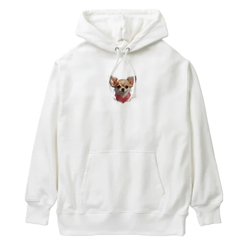 可愛いチワワとピンクリボンの魅力 Heavyweight Hoodie