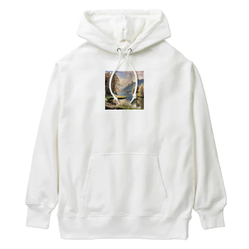 静かな川辺の風景 Heavyweight Hoodie