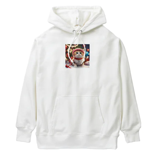 正月を過ごすキュートな猫 Heavyweight Hoodie