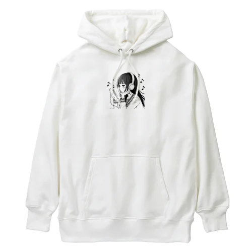 音楽を聴く女の子 Heavyweight Hoodie