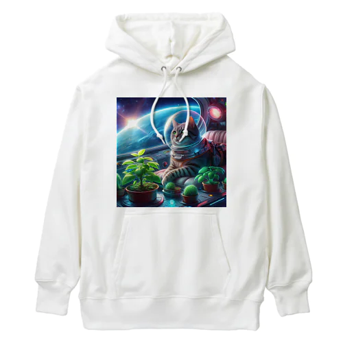 宇宙船で植物を育てながら宇宙旅行している猫 Heavyweight Hoodie