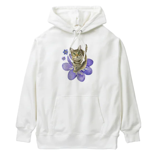 キジトラくんミスミソウに乗る Heavyweight Hoodie