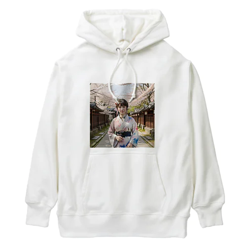 日本の寺に咲く桜 Heavyweight Hoodie