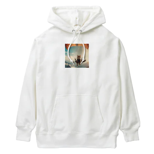 パラシュートする猫 Heavyweight Hoodie