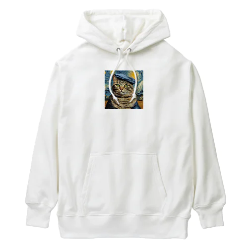 帽子をかぶったゴッホな猫～Part1～ Heavyweight Hoodie