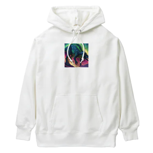 オーロラのような発光をする恐竜 Heavyweight Hoodie