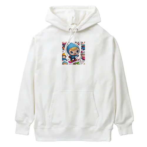 スノーボードとキャラクターたちのイラストグッズ Heavyweight Hoodie