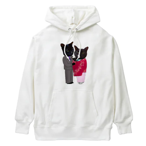 黒猫の親子 Heavyweight Hoodie