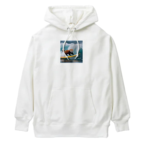 サーフィンをするレッサーパンダ Heavyweight Hoodie