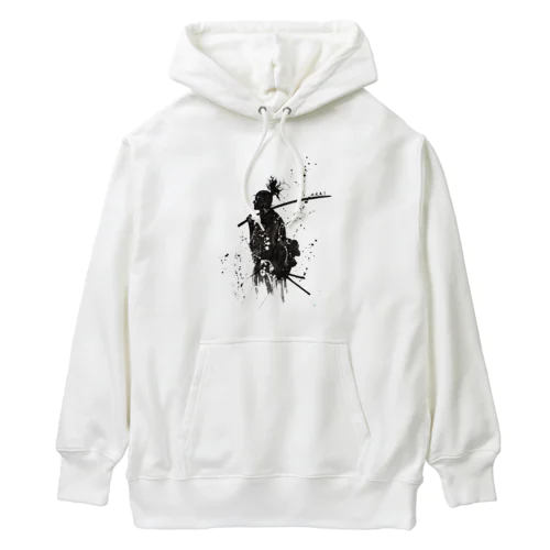 黒と白のサムライ: 陰と陽の完璧なバランス Heavyweight Hoodie