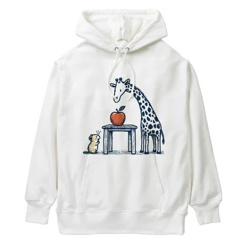 テーブルが高くて食べれないハムスターと背が高すぎるキリン Heavyweight Hoodie