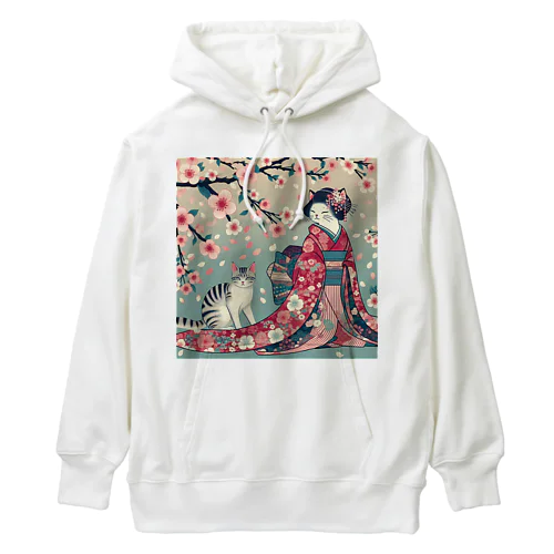 和風cat 見返り桜 Heavyweight Hoodie