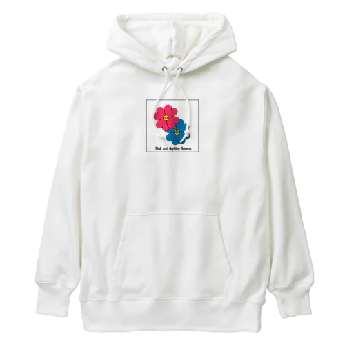 ピンクの花と青い花のパーカー Heavyweight Hoodie