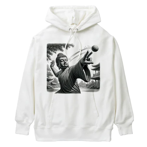 ダジャレ仏像シリーズ・投げる像 Heavyweight Hoodie