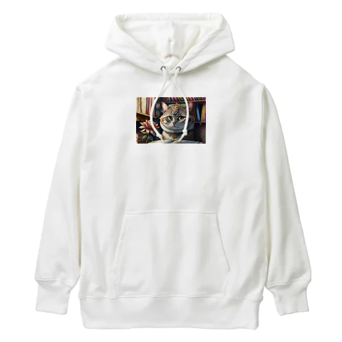 本を読む賢い猫 Heavyweight Hoodie