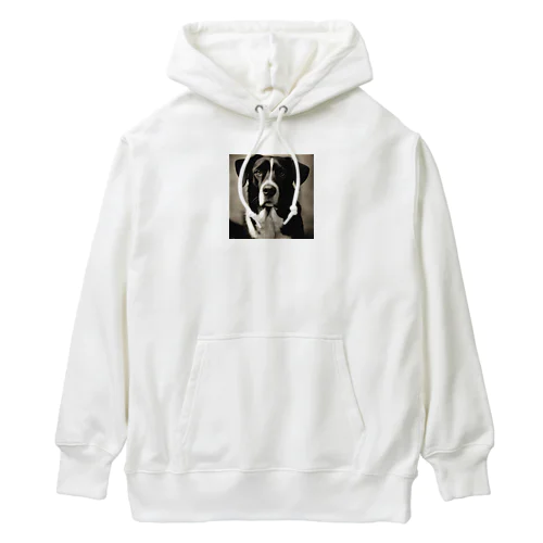 レトロでかわいい写真は、一匹の愛らしい犬 Heavyweight Hoodie