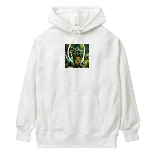 新緑の森で木漏れ日を浴びて喜んでいる竜 Heavyweight Hoodie