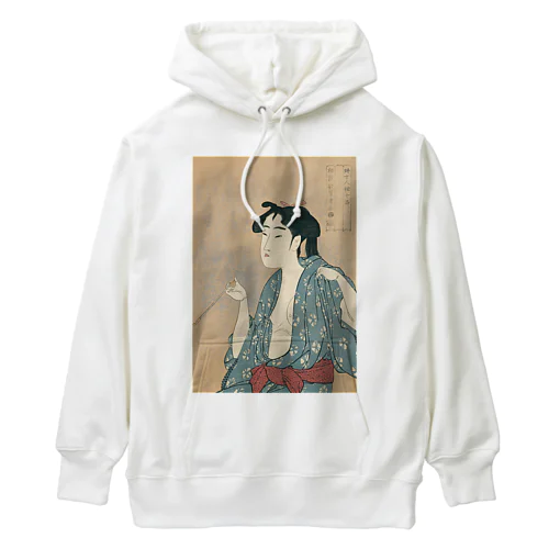 浮世絵：喜多川歌麿_婦女人相十品・煙草の煙を吹く女 Heavyweight Hoodie