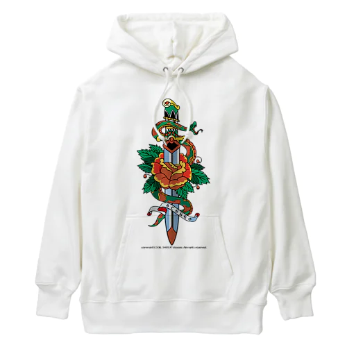 蛇と薔薇のダガータトゥーデザイン Heavyweight Hoodie