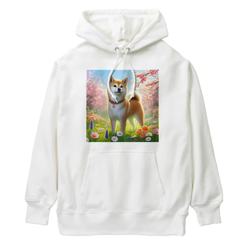 春の柴犬の冒険 Heavyweight Hoodie