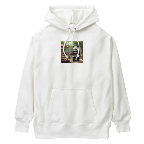 「食欲をそそるパンダが食事を運びます！」 Heavyweight Hoodie