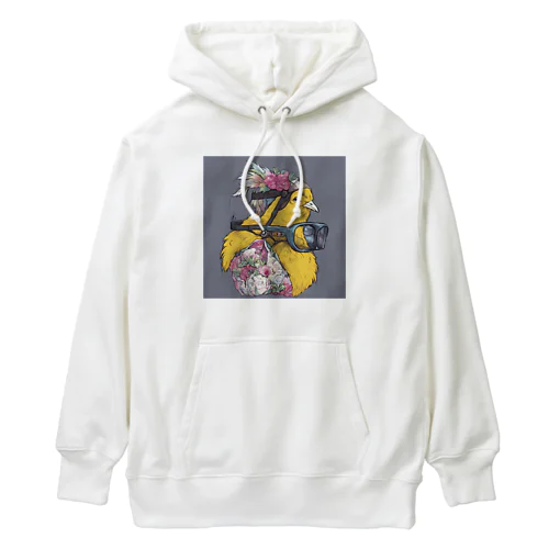 冒険に旅立つニワトリ Heavyweight Hoodie