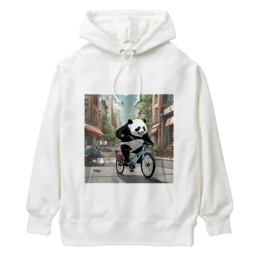 自転車に乗っているパンダ Heavyweight Hoodie