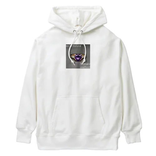 Birthstone/heart-shaped ring/February Heavyweight Hoodie