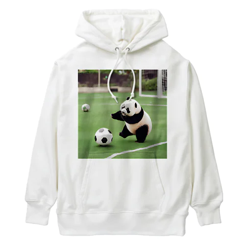 サッカーをするパンダ Heavyweight Hoodie