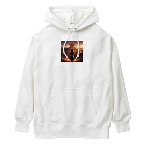 卒業式前の女性の切ない後ろ姿 Heavyweight Hoodie