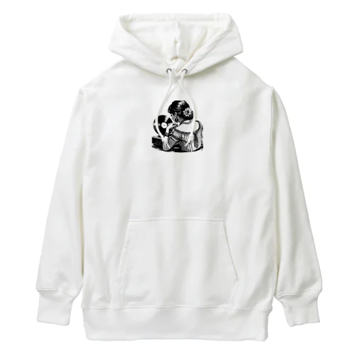 音楽を聴く女の人 Heavyweight Hoodie