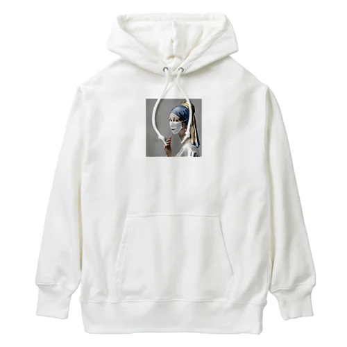 マスクをした真珠の耳飾りの少女 Heavyweight Hoodie