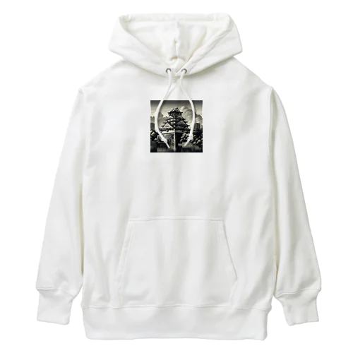 モノクロームな印象を与える大阪城 Heavyweight Hoodie