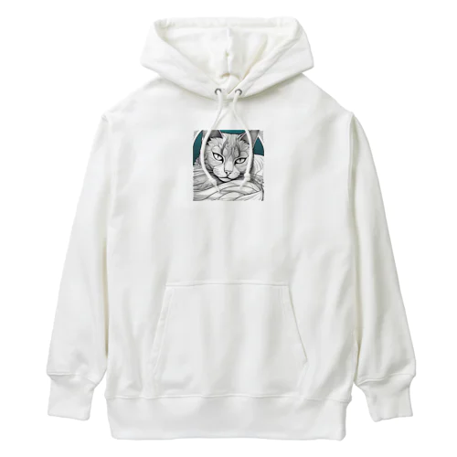 彫刻のような猫 Heavyweight Hoodie