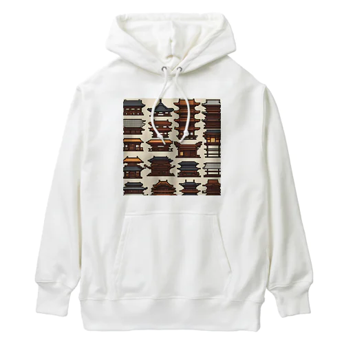 日本建築ピクセルアート Heavyweight Hoodie