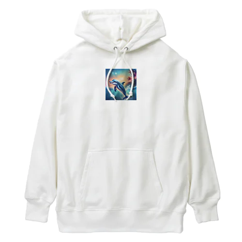 水面を跳ねるイルカ Heavyweight Hoodie