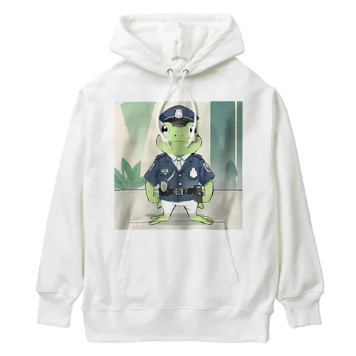 警官カエル Heavyweight Hoodie