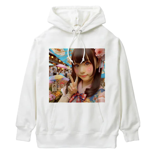 和傘の女の子 Heavyweight Hoodie