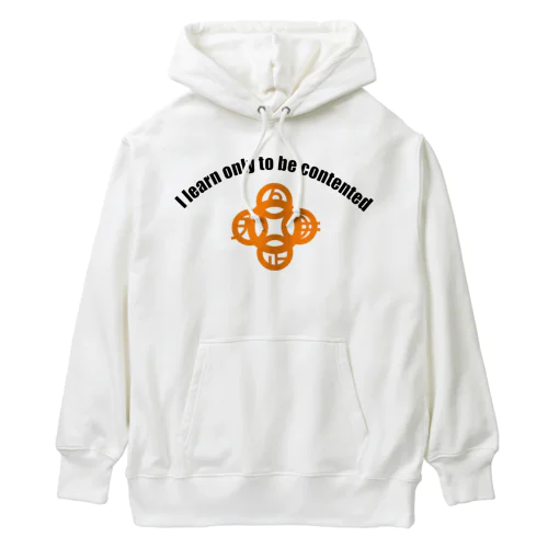 吾唯足知h.t.ショルダーアーチ橙・黒英語 Heavyweight Hoodie