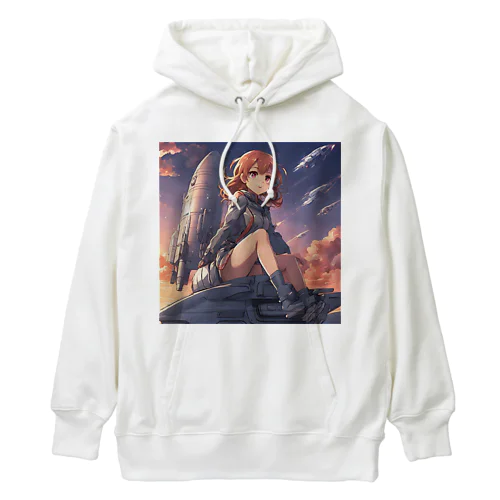 夕陽に輝くロケット子さん Heavyweight Hoodie